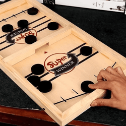 family fun & anti-anxiety wooden slingshot puck game - great for kids & adults