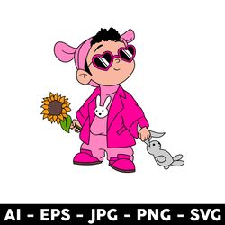 baby benito sunflower svg, benito svg, bad bunny svg, sunflower svg, cartoon svg - digital file