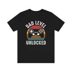 fathers day shirt, dad level unlocked t shirt, new dad gift for gamer daddy, funny first time dad shirt, vintage gamer