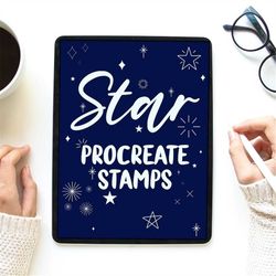 procreate, 15 star stamps, ipad, galaxy, brush set, sparkle, glitter brush, planet, shooting star, digital art, doodle,