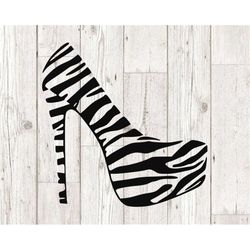 zebra high heel shoe svg, woman high heels shoe svg and png instant download, high heeled shoe svg file for cricut and s