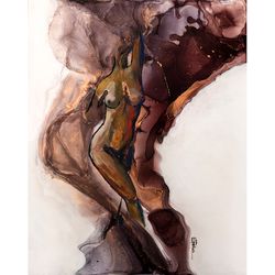 modern painting interior acrylic painting abstract painting alcohol ink painting cosmos woman painting female body art