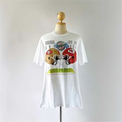 90s sf 49ers vs kansas city chiefs nfl t-shirt (size l)