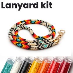 lanyard kit, crochet rope kit, bead crochet kit, crafts supplies, beaded lanyard kit, crochet lanyard kit, diy craft kit