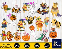 pooh halloween bundle svg, digital download