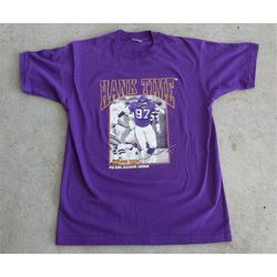 Vintage 1990's NFL Minnesota Vikings Henry Thomas 'Hank Time' T Shirt / Tee (L Large) Made in USA / Pro Bowl / National