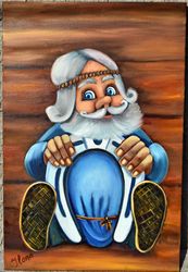 gnome guarding the house oil painting