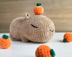 capybara crochet pattern, amigurumi guinea pig plushie, stuffed cute hamster plush baby toy