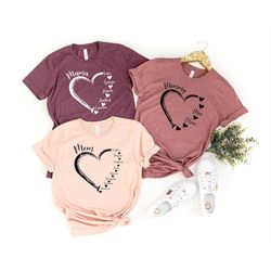 custom mama heart shirt, mother's day shirt, personalized mom shirt, mama shirt with kids name, mom heart shirt
