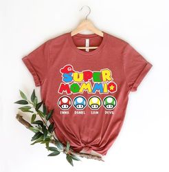 personalization super mommio shirt, matching super mom shirt, super mommio shirt, mom shirt with kids names
