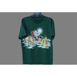 vintage 90's snoopy carton network green large t shirt size l