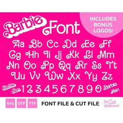 retro barbi font letters 1970s 1980s curls babe doll