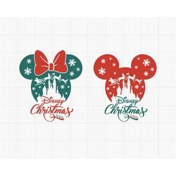 Christmas 2023, Mickey Minnie Mouse, Santa Claus Reindeer, Castle, Retro, Couple, Matching, Svg and Png Formats, Cut, Cr