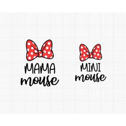 mama mouse, mini mouse, dots bow, minnie, family, svg and png formats, cut, cricut, silhouette, instant download