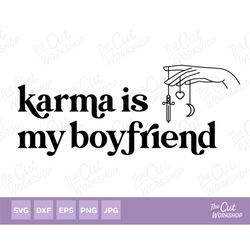 karma is my boyfriend - hand dangling sword heart moon | svg clipart images digital download sublimation cricut cut file