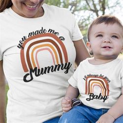 retro rainbow mother's day t shirt rainbow mummy and baby matching shirt rainbow matching mothers day gift rainbow gifts