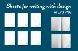 blank sheets for a notebook with drops and splashes design.