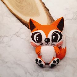 pdf pattern felt fox, stuffed felt animals, fox sewing pattern, woodland nursery decor, baby crib mobile, forest animal