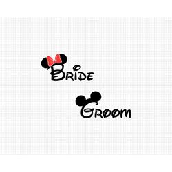 Bride, Groom, Mickey Minnie Mouse, Ears, Bow, Wedding, Matching, Couple, Svg and Png Formats, Cut, Cricut, Silhouette, I