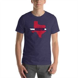 houston football texas outline short-sleeve unisex t-shirt (red design)