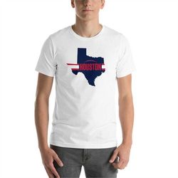 houston football texas outline short-sleeve unisex t-shirt (blue design)