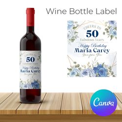 editable wine bottle label template, party wine bottle label, birthday wine bottle label printable instant download