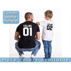 fathers son matching shirts - jersey number matching shirts - father's day shirts - father's day son gift - father's day