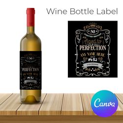 vintage wine label template, party wine bottle label, vintage birthday wine bottle label printable instant download