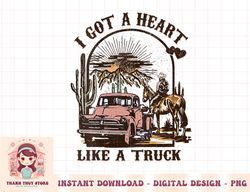 womens western sunset cowgirl i got a heart like a truck v-neck png