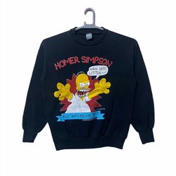 vintage 90s the simpsons sweatshirt homer simpson all american dad cartoon retro tv show black colour m size