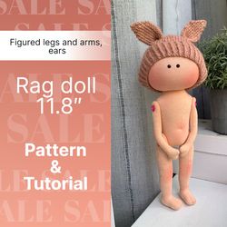 pdf pattern and step-by-step tutorial for the anatomical body of an 11-12 in 28-30 cm tilda rag doll body