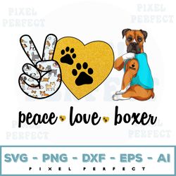 funny peace love boxer dog svg