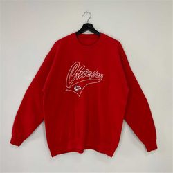 vintage 90s kansas city chiefs sweatshirt chiefs crewneck chiefs sweater sportswear nfl kansas city chiefs embroidery lo