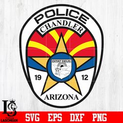 badge police chandler 1912 arizona svg eps dxf png file, digital download