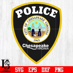 badge police city of chesapeake virgina 1963 svg eps dxf png file, digital download