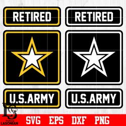 badge retired us army colorful,b&w svg eps dxf png file, digital download