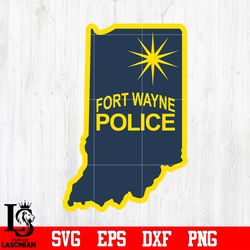 badge police fort wayne svg eps dxf png file , digital download