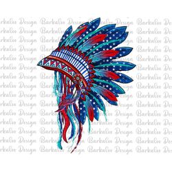 aztec american flag color headdress png sublimation design, indian native american headdress, patriotic indian headdress