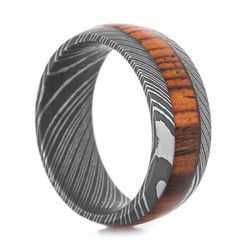 eshaal cutlery hand made damascus steel ring wooden inlay