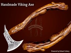 Custom Axe Home Decor Thanksgiving Gift Handmade High Carbon Steel Mermaid carve