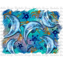dolphins turquoise glitter background png sublimation design, glitter ocean background png, cute dolphins background png