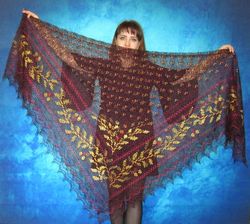 dark burgundy russian orenburg embroidered shawl, wedding cover up, warm bridal cape,hand knit kerchief,wool wrap,scarf