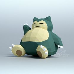 3d papercraft pokemon snorlax pdf svg dxf templates