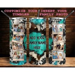 western customize family 20 oz skinny tumbler png, photo frame tumbler png, tumbler wrap png, western tumbler png,sublim