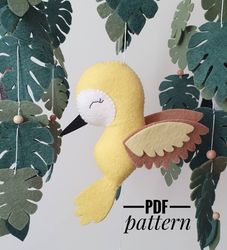 diy hummingbird  ornaments pattern tropical bird   patterns felt pdf