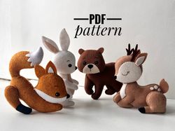 felt ornaments pattern woodlands animals patterns felt fox bear deer pattern pdf  felt pattern