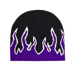 street dance cap skull beanie flames knitted hat(us customers)
