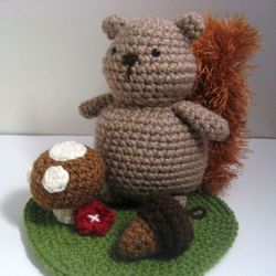 sale - amigurumi crochet squirrel and woodland playset pattern digital download