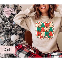 christmas mama sweatshirt gift for mom, christmas mom sweatshirt, candy cane sweater,groovy christmas hoodie,retro chris