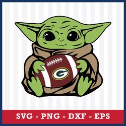 Green Bay Packers Baby Yoda Svg, Baby Yoda Svg, NFL Svg, Eps Dxf Png Digital File